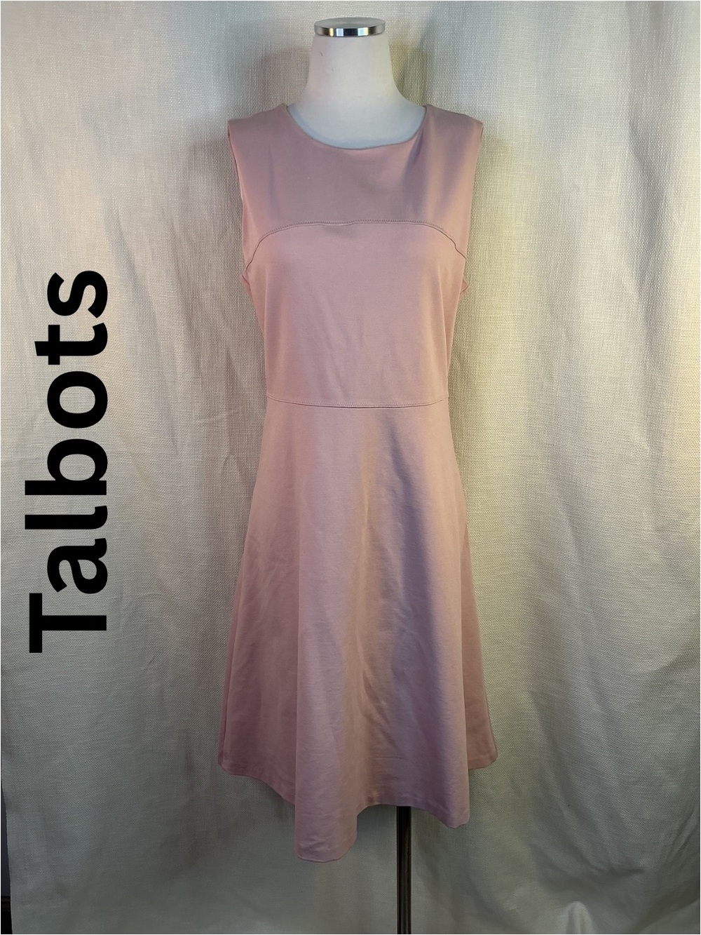 NWT Talbots Size 12 Blush Pink Sleeveless Fit & Flare Midi Dress Office Workwear